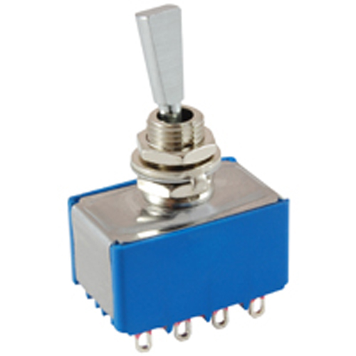 Switch Toggle Miniature Flat Handle 4PDT 6a 125vac On-none-(on) Epoxy Sealed Solder Lug Terminals   