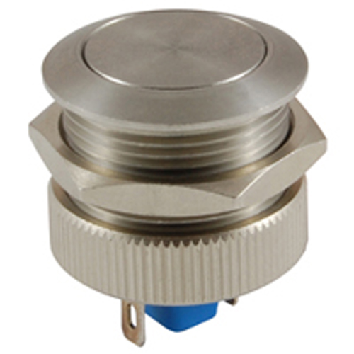 Switch Anti-vandal 19mm SPST-no Off-(on) 2a Max Quick Connect Terminals Stainless Steel Flat Button 