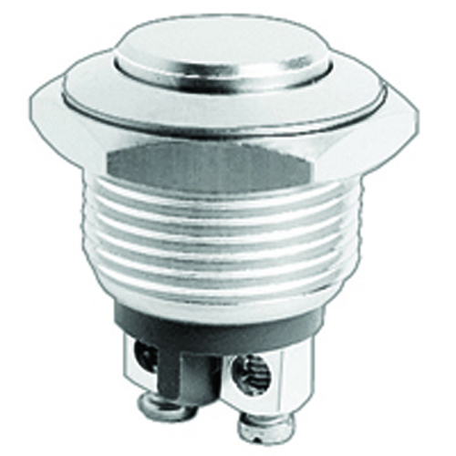 Switch Anti-vandal 16mm SPST-NO Off-(on) 400ma Screw Terminals Stainless Steel Curved Button
