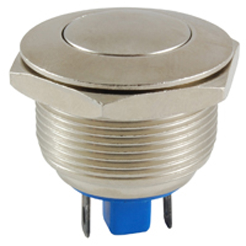 Switch Anti-vandal 22mm SPST-NO Off-(on) 2a Solderlug Terminals Nickel Plated Brass Curved Button   