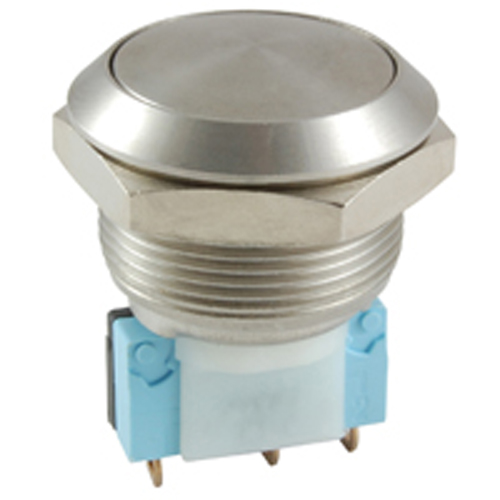 Switch Anti-vandal 22mm SPST-no/nc On-(off) 5a Solder Lug Terminals Stainless Steel Curved Button   