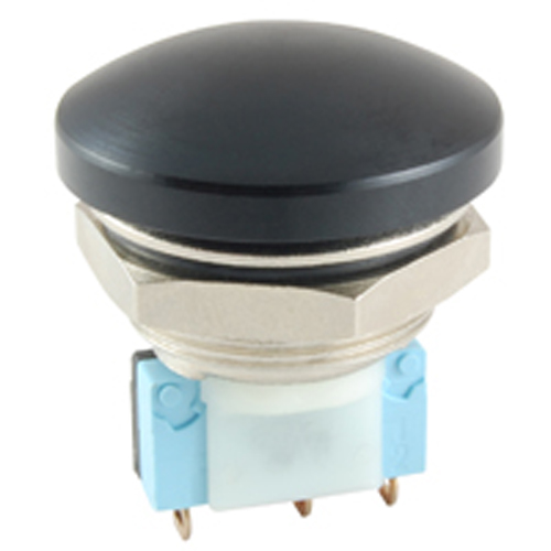 Switch Anti-vandal 22mm SPST-no/nc On-(off) 5a Solder Lug Terminals Nickel Plated Brass Black ButtoN