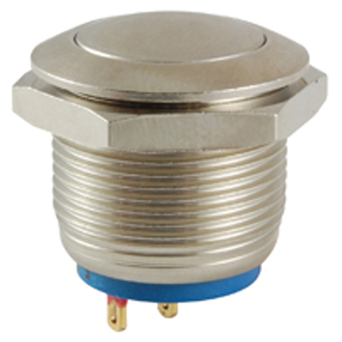 Switch Anti-vandal 19mm SPST-no Off-(on)50ma 24vdc Solder Terminal Nickel Plated Brass Curved ButtoN