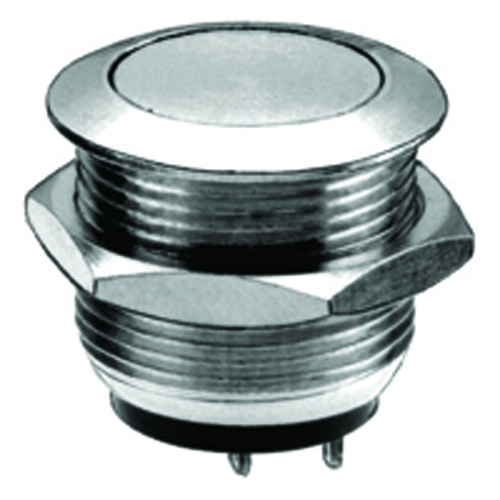 Switch Anti-vandal 19mm SPST-no Off-(on)50ma 24vdcsolder Terminal Nickel Plated Brass Flat Button   