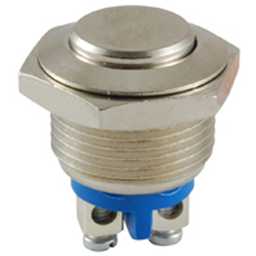 Switch Anti-vandal 16mm SPST-no Off-(on) 400ma Screw Terminals Nickel Plated Brass Flat Button