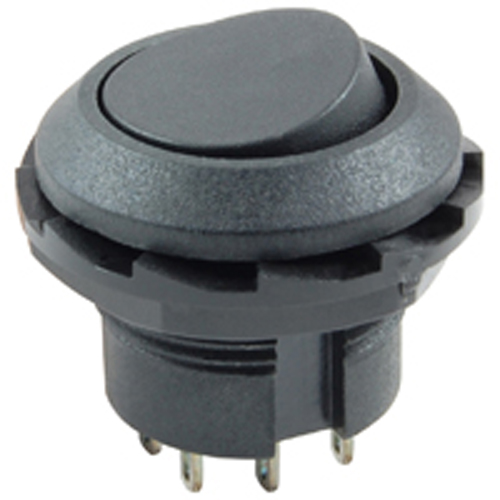 Rocker Switch Round Hole SPST On-none-On 10A 125Vac No Legend .717 inch Mounting Hole Solder Lugs