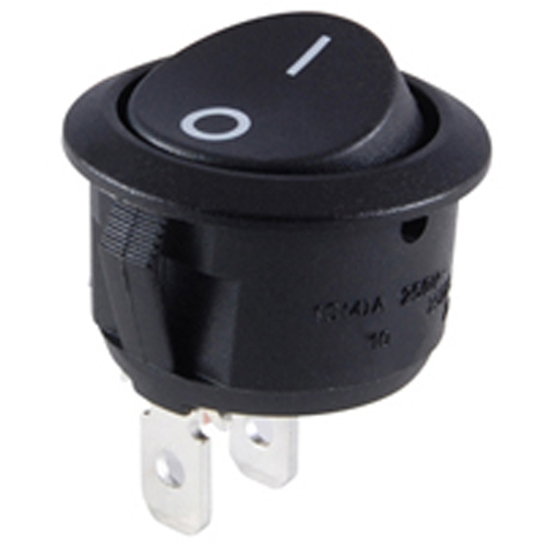 Rocker Switch Round Hole SPST On-none-Off 16A 125Vac w/ I-O Legend .795 in Mounting Hole .187 Qc TaB