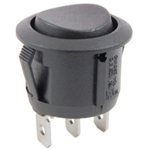Rocker Switch Round Hole SPDT On-off-On 16A 125Vacno Legend .795 In Mounting Hole .187 Qc Tab