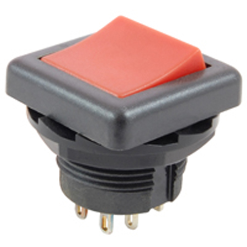 Rocker Switch Round Hole Dpdt 10A 125V On-none-On Red Nylon Actuator No Legend W/solder Lugs