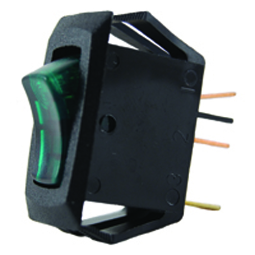Rocker Switch Illuminated Miniature Snap-in SPST Off-none-on 16A 125vac Neon Green ACtuator .250 Qc