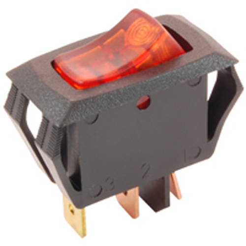 Rocker Switch Illuminated Miniature Snap-in SPST Off-none-on 16A 125vac Neon AMber ACtuator .250 Qc
