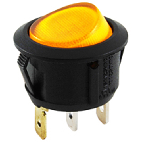 Rocker Switch Illuminated Round Hole SPST 10A 250vac On-none-off AMber 110vac Neon Lamp .187 Qc TabS
