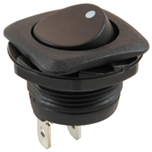 Rocker Switch Round Hole SPST (on)-none-off 16A 125vac W/legend .185 Tab Terminals
