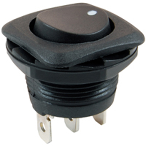 Rocker Switch Round Hole SPDT On-off-(on) 16A 125vac W/legend .185 Tab Terminals