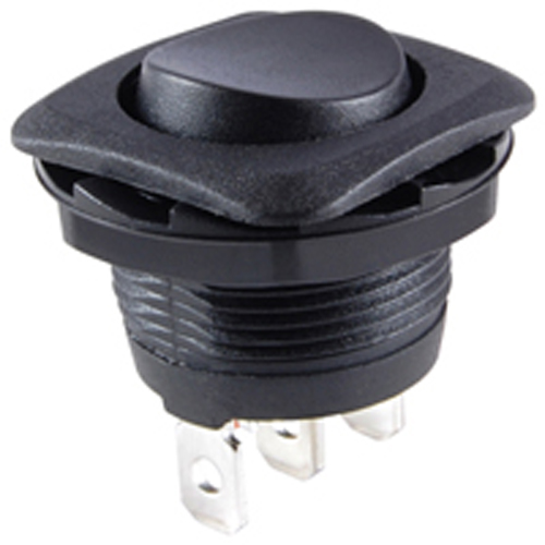 Rocker Switch Round Hole SPDT (on)-off-(on) 16A 125vac .185 Tab Terminals