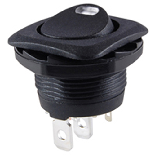Rocker Switch Illuminated Round Hole SPST On-none-off 16A 125vac Red LED .187 Tab Terminals