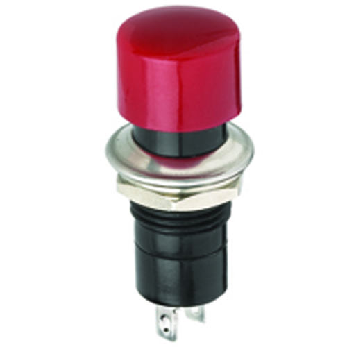 Switch Pushbutton SPST Off-(on) 3a 125vac Red ACtuator Solder Lug Terminals .480 In Mounting Hole   