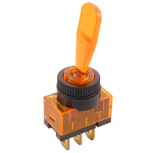 Switch Illuminated Bat Handle Toggle SPST On-none-off 20A 12vdc AMber 12V Neon Lamp .250 In Qc Term 