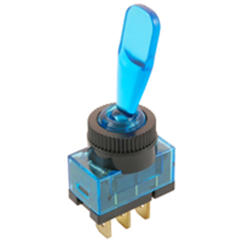 Switch Illuminated Bat Handle Toggle SPST On-none-off 20A 12vdc Blue 12V Neon Lamp .250 In Qc Term  