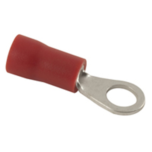 Ring Terminal Pvc Insulated 22-18awg #1/4 Stud Tin Plated Copper