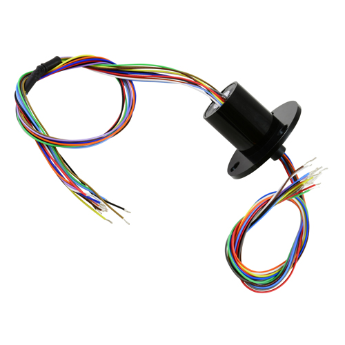 Slip-ring with flange 22mm Dia 12-wire 240VDC/VAC 2A Max per ring 26AWG color coded lead wires